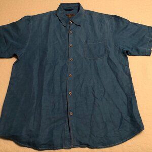 BLUE BY PRONTO UOMO Men's 'SILK/LINEN SHIRT SKY BLUE LARGE